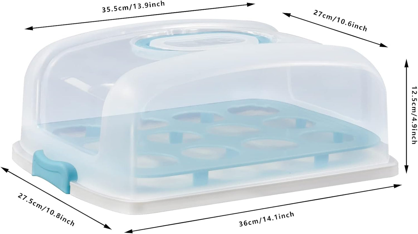 2-Tier Rectangular Cupcake Carrier with Clear Lid – Food-Grade Plastic Dessert Holder, Holds 24 Cupcakes, Portable Cake Storage Box