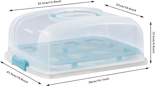 2-Tier Rectangular Cupcake Carrier with Clear Lid – Food-Grade Plastic Dessert Holder, Holds 24 Cupcakes, Portable Cake Storage Box