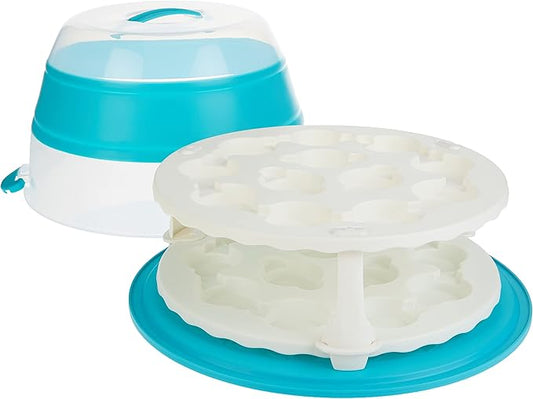2-Tier Detachable Cupcake Carrier with Clear Dome Lid – Portable Dessert Holder & Transport Box for Cupcakes, Muffins, and Pastries