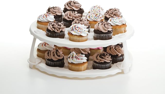 2-Tier Detachable Cupcake Carrier with Clear Dome Lid – Portable Dessert Holder & Transport Box for Cupcakes, Muffins, and Pastries