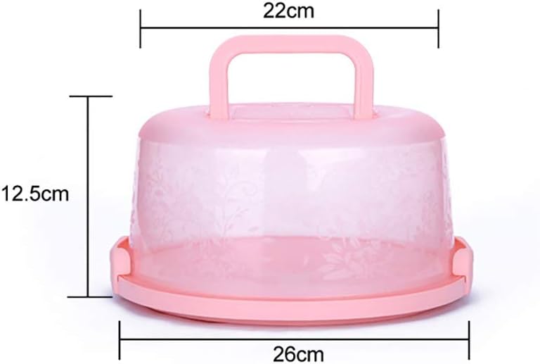 Mini Cake Carrier with Handle and Clear Floral Lid – Food-Grade Plastic Dessert Storage Box with Latch, Fits 10-Inch Cakes