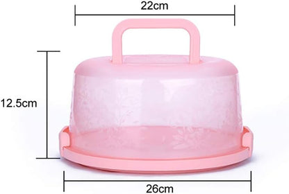 Mini Cake Carrier with Handle and Clear Floral Lid – Food-Grade Plastic Dessert Storage Box with Latch, Fits 10-Inch Cakes