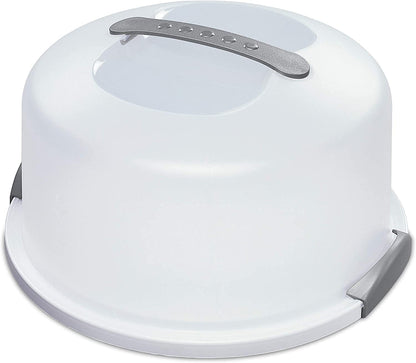 Large Capacity Cake Carrier with Handle & Locking Lid – 13.8" Dia x 8" Tall – Transparent Dome Cake Storage Holder for Multi-Layer Cakes, Safe Transport & Elegant Display