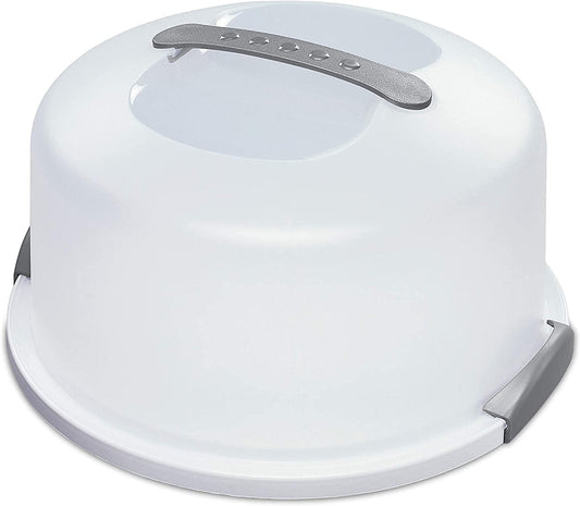 Large Capacity Cake Carrier with Handle & Locking Lid – 13.8" Dia x 8" Tall – Transparent Dome Cake Storage Holder for Multi-Layer Cakes, Safe Transport & Elegant Display