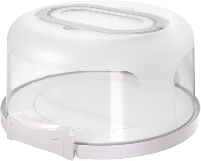 11.5" Cake Carrier with Clear Dome Lid – Round Cake Container with Handle & Latches – Food Safe Plastic Cake Holder for Display, Transport & Storage – Ideal for Parties, Bakeries & Gifts