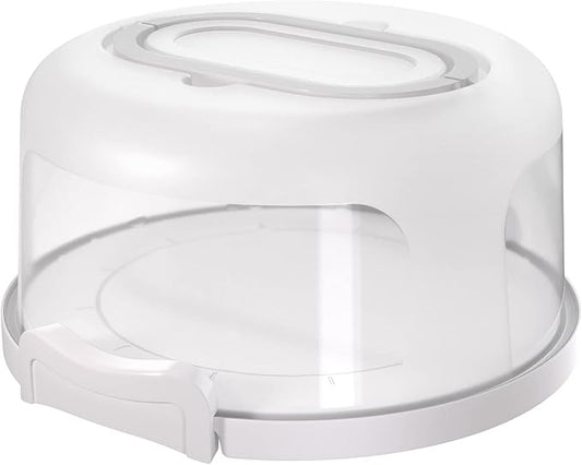 11.5" Cake Carrier with Clear Dome Lid – Round Cake Container with Handle & Latches – Food Safe Plastic Cake Holder for Display, Transport & Storage – Ideal for Parties, Bakeries & Gifts