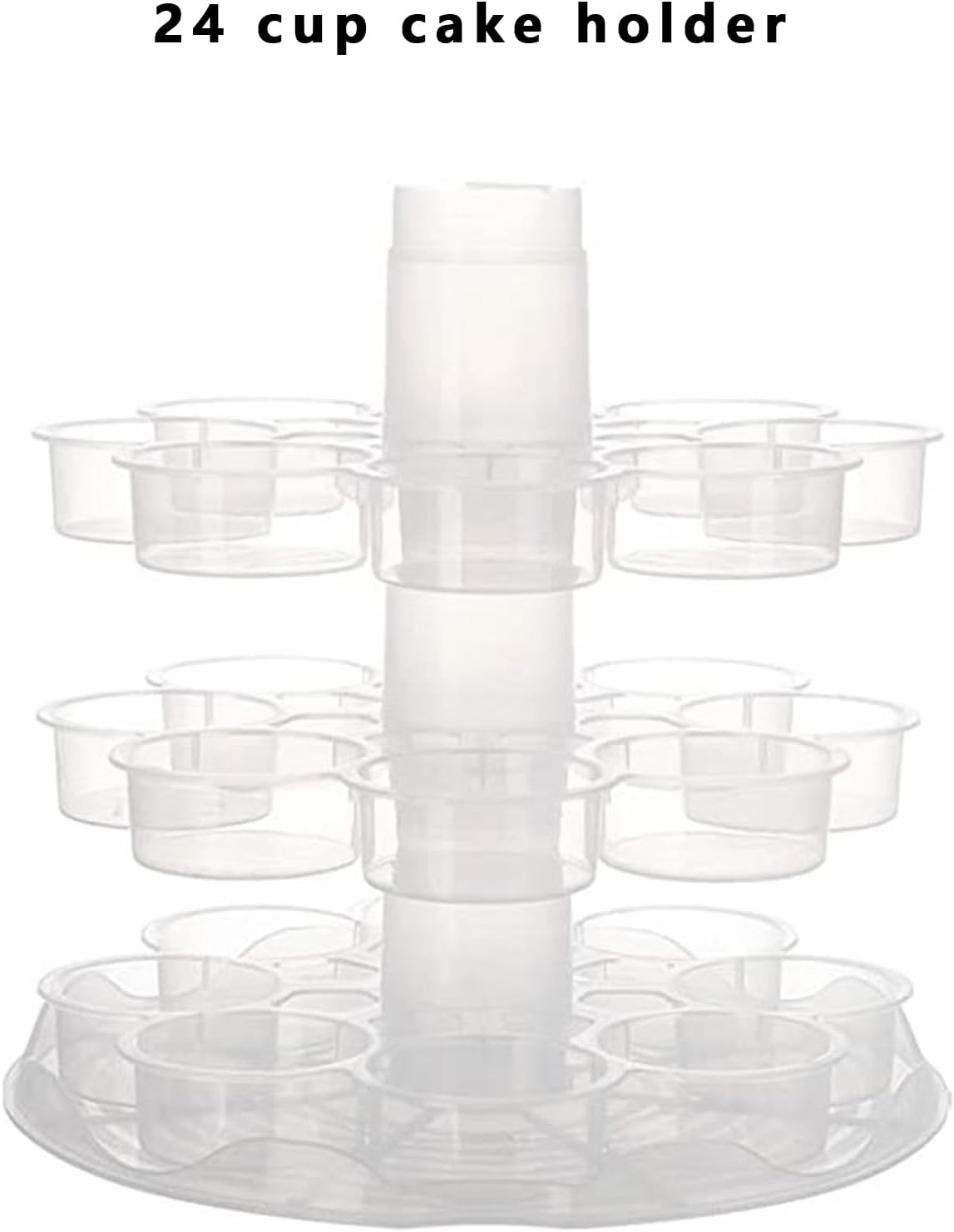 2-Tier Cupcake Carrier with Clear Dome Lid – Holds 24 Standard Cupcakes, Food-Grade Plastic Dessert Storage Box with Handle