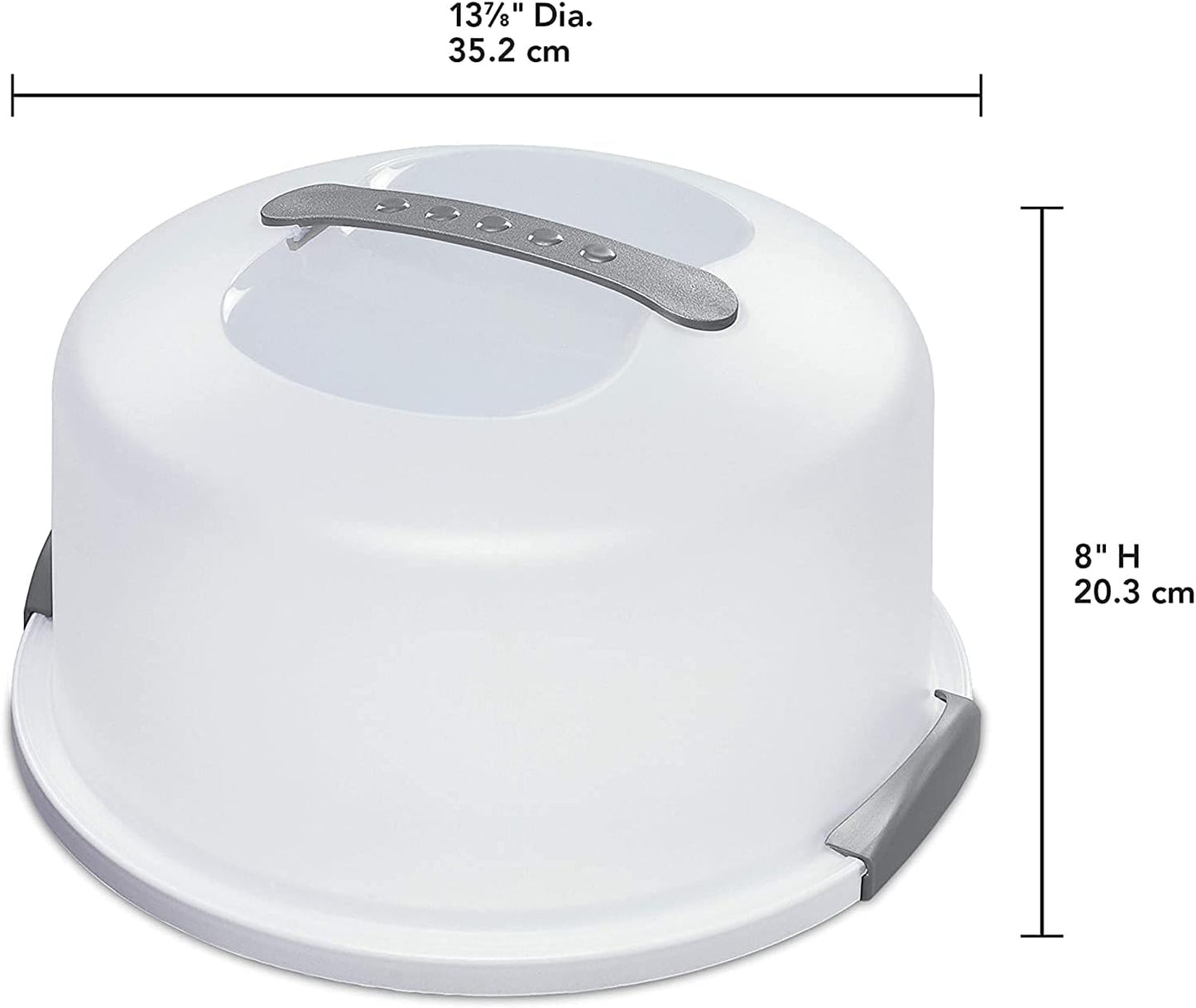 Large Capacity Cake Carrier with Handle & Locking Lid – 13.8" Dia x 8" Tall – Transparent Dome Cake Storage Holder for Multi-Layer Cakes, Safe Transport & Elegant Display