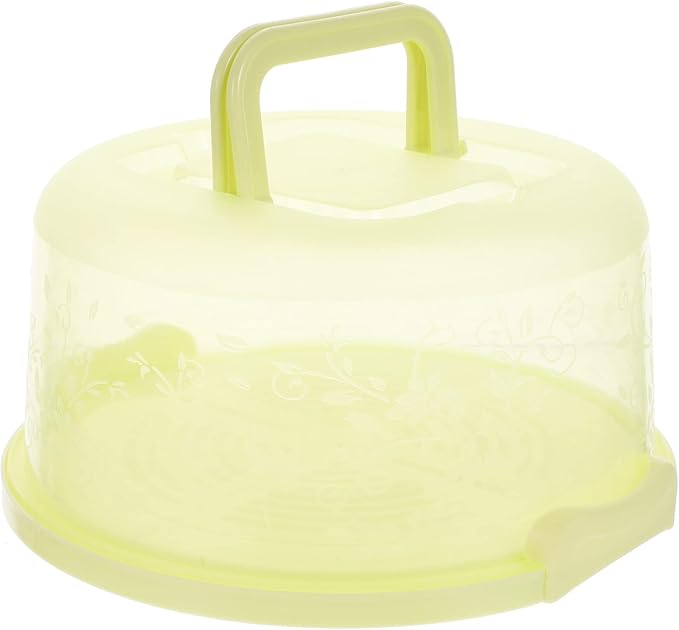 Round Cake Carrier with Handle and Floral Clear Lid – 10-Inch Food-Grade Plastic Cake Storage Box, Portable Dessert Holder