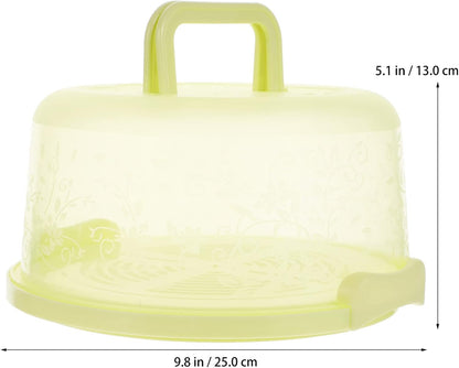 Round Cake Carrier with Handle and Floral Clear Lid – 10-Inch Food-Grade Plastic Cake Storage Box, Portable Dessert Holder