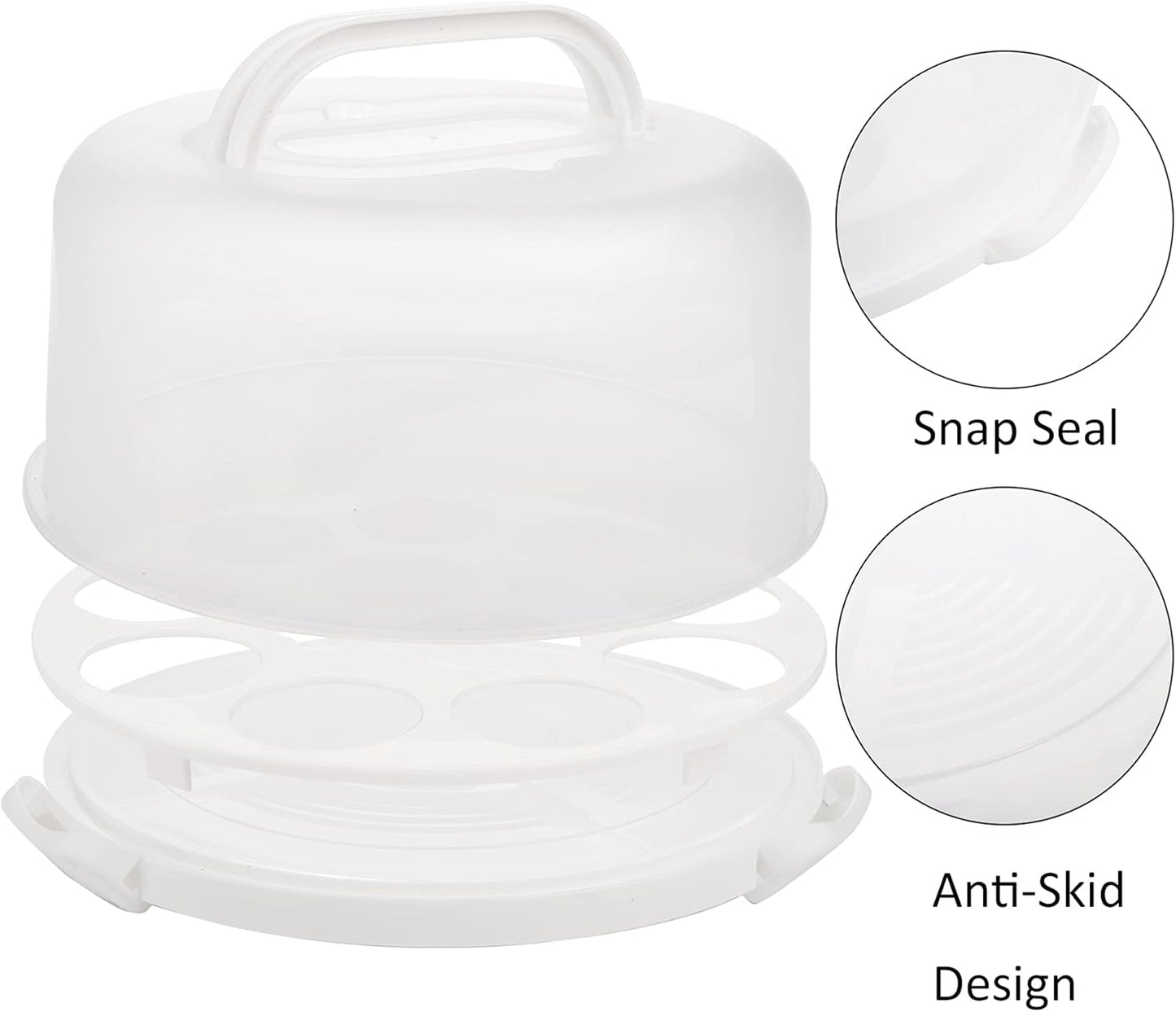 Portable Cake Carrier with Handle – Clear Dome Cake Storage Box for 11-inch or Smaller Cakes and Cupcakes | Food-Grade PP Material