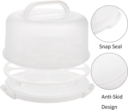 Portable Cake Carrier with Handle – Clear Dome Cake Storage Box for 11-inch or Smaller Cakes and Cupcakes | Food-Grade PP Material