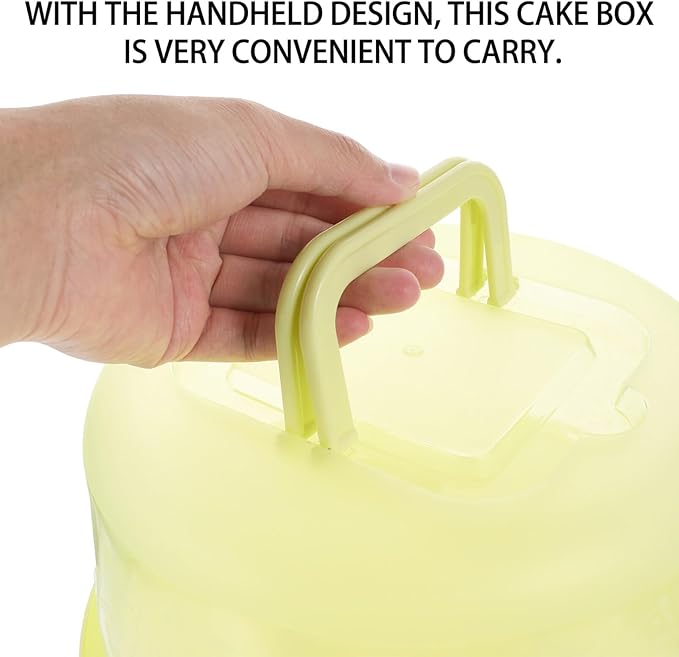 Round Cake Carrier with Handle and Floral Clear Lid – 10-Inch Food-Grade Plastic Cake Storage Box, Portable Dessert Holder