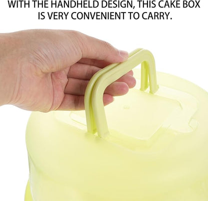 Round Cake Carrier with Handle and Floral Clear Lid – 10-Inch Food-Grade Plastic Cake Storage Box, Portable Dessert Holder