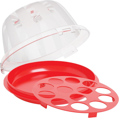 Mini Portable Cake Carrier with Clear Dome Lid – Holds 9-Inch Cakes, Pies, Cupcakes | Food-Grade Plastic Dessert Container with Handle