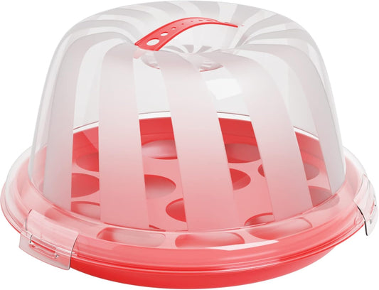 Mini Portable Cake Carrier with Clear Dome Lid – Holds 9-Inch Cakes, Pies, Cupcakes | Food-Grade Plastic Dessert Container with Handle