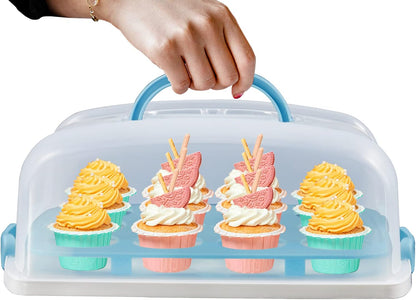 2-Tier Rectangular Cupcake Carrier with Clear Lid – Food-Grade Plastic Dessert Holder, Holds 24 Cupcakes, Portable Cake Storage Box