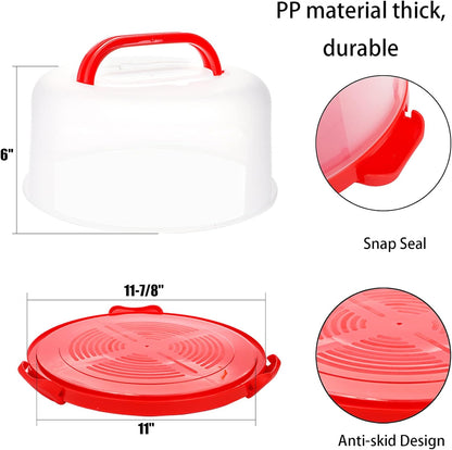 Portable Cake Carrier with Anti-Slip Base & Snap-Lock Lid – Food-Grade PP Dessert Holder, Fits up to 11" Cakes or Pies