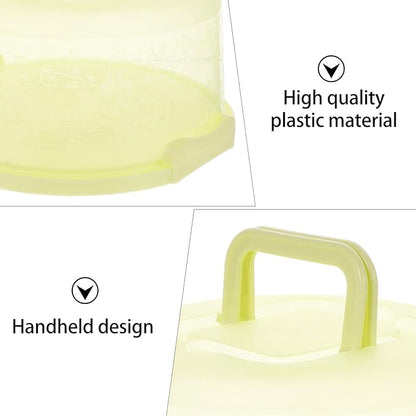 Round Cake Carrier with Handle and Floral Clear Lid – 10-Inch Food-Grade Plastic Cake Storage Box, Portable Dessert Holder