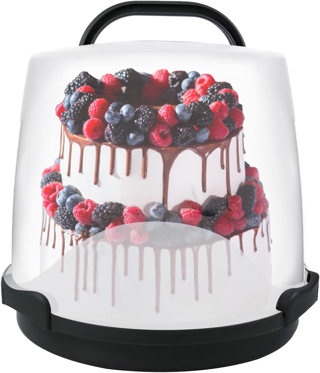 2-Tier Cupcake Carrier with Clear Dome Lid – Holds 24 Standard Cupcakes, Food-Grade Plastic Dessert Storage Box with Handle