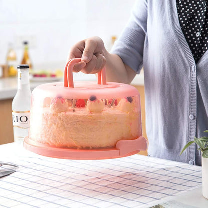 Mini Cake Carrier with Handle and Clear Floral Lid – Food-Grade Plastic Dessert Storage Box with Latch, Fits 10-Inch Cakes