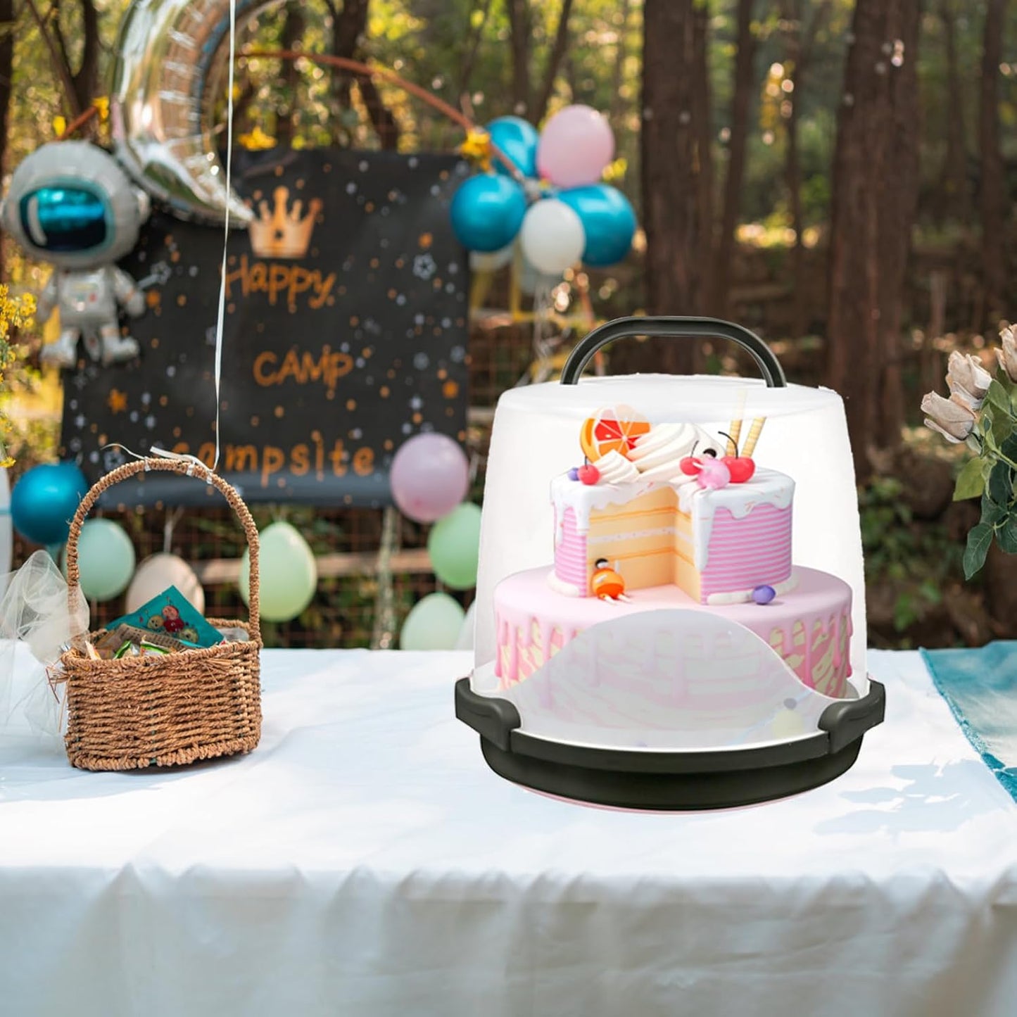 2-Tier Cupcake Carrier with Clear Dome Lid – Holds 24 Standard Cupcakes, Food-Grade Plastic Dessert Storage Box with Handle