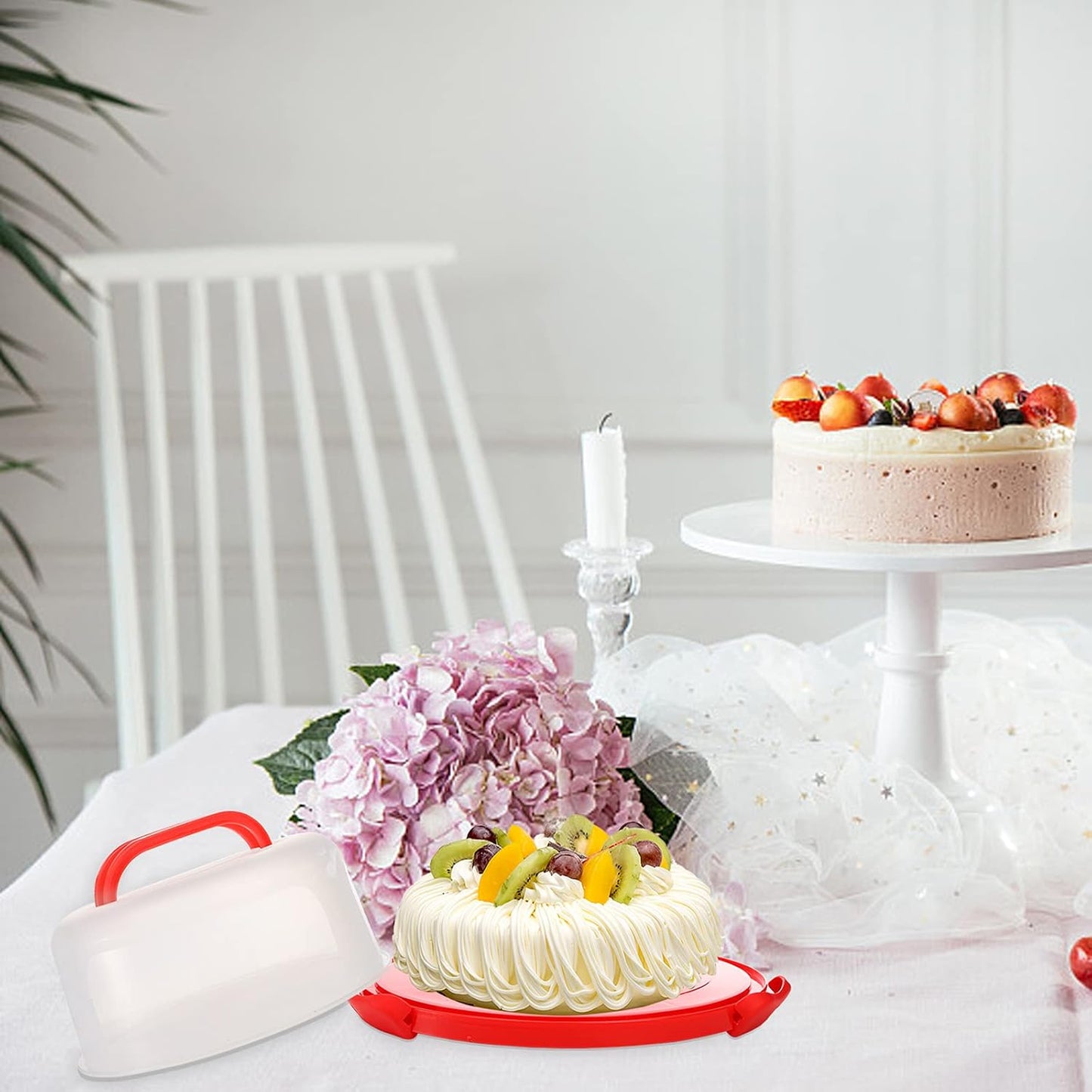 Portable Cake Carrier with Anti-Slip Base & Snap-Lock Lid – Food-Grade PP Dessert Holder, Fits up to 11" Cakes or Pies