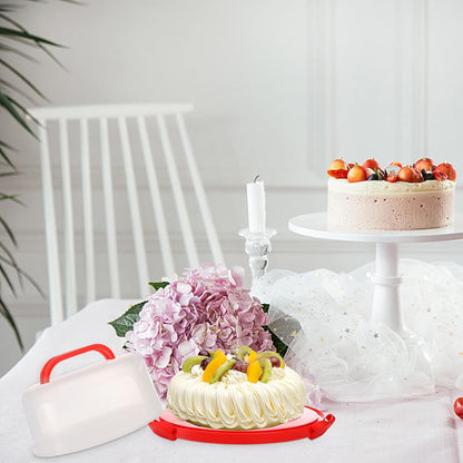 Portable Cake Carrier with Anti-Slip Base & Snap-Lock Lid – Food-Grade PP Dessert Holder, Fits up to 11" Cakes or Pies