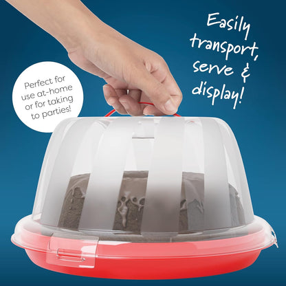 Mini Portable Cake Carrier with Clear Dome Lid – Holds 9-Inch Cakes, Pies, Cupcakes | Food-Grade Plastic Dessert Container with Handle