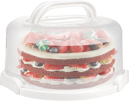 Portable Cake Carrier with Handle – Clear Dome Cake Storage Box for 11-inch or Smaller Cakes and Cupcakes | Food-Grade PP Material