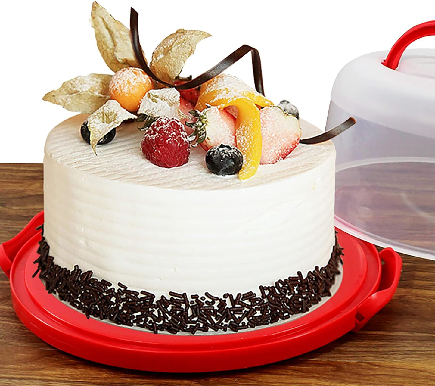 Portable Cake Carrier with Anti-Slip Base & Snap-Lock Lid – Food-Grade PP Dessert Holder, Fits up to 11" Cakes or Pies