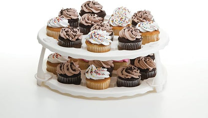 2-Tier Detachable Cupcake Carrier with Clear Dome Lid – Portable Dessert Holder & Transport Box for Cupcakes, Muffins, and Pastries