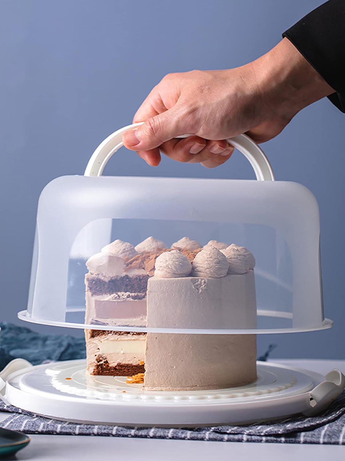 Portable Cake Carrier with Handle – Clear Dome Cake Storage Box for 11-inch or Smaller Cakes and Cupcakes | Food-Grade PP Material
