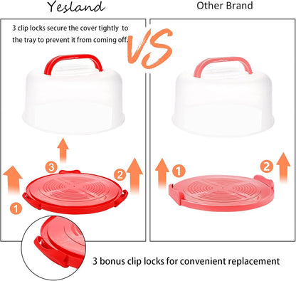Portable Cake Carrier with Anti-Slip Base & Snap-Lock Lid – Food-Grade PP Dessert Holder, Fits up to 11" Cakes or Pies